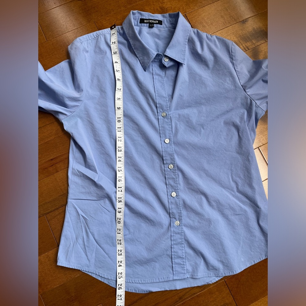 Holt Renfrew Cotton blend Button Up Blouse Quiet Luxury Old Money Top Large - Picture 6 of 9
